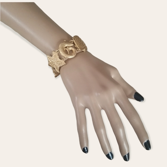 Vintage Diane Von Furstenberg Runway Couture Gold Tone Nautical Bracelet - Picture 16 of 16